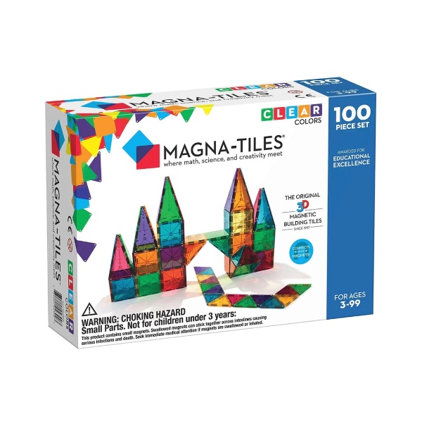 Magna Tiles Μαγνητικό Παιχνίδι 100 τμχ Clear Colors