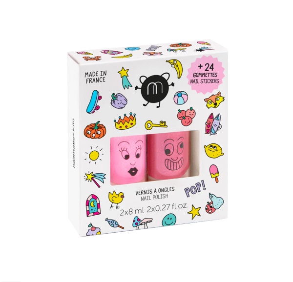 Nailmatic Σετ 2 Βερνίκια Με Αυτοκόλλητα Νυχιών (Kitty-Dotty)