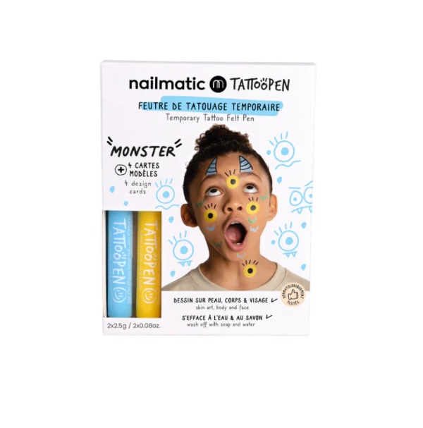 Nailmatic Σετ Ζωγραφικής Δέρματος Tattoopen Με Σχέδια Monster